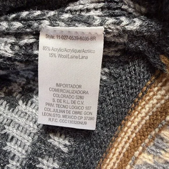 Stetson Womens Southwestern Cardigan Sweater Belted Shawl Collar L Brown/Gray St - Picture 7 of 8